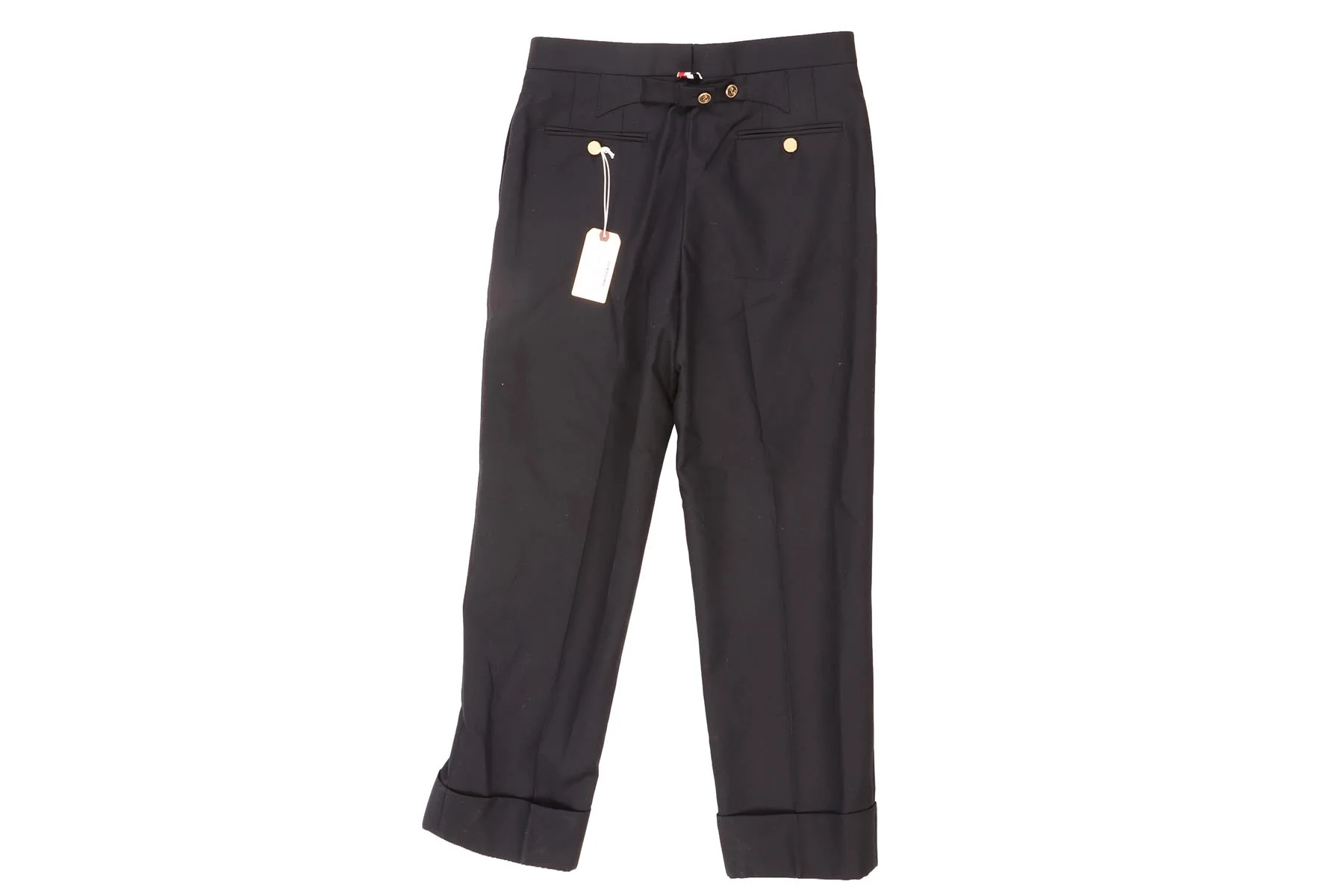THOM BROWNE NAVY STRAIGHT LEG PANTS IT 40 UK 8 - Image 4