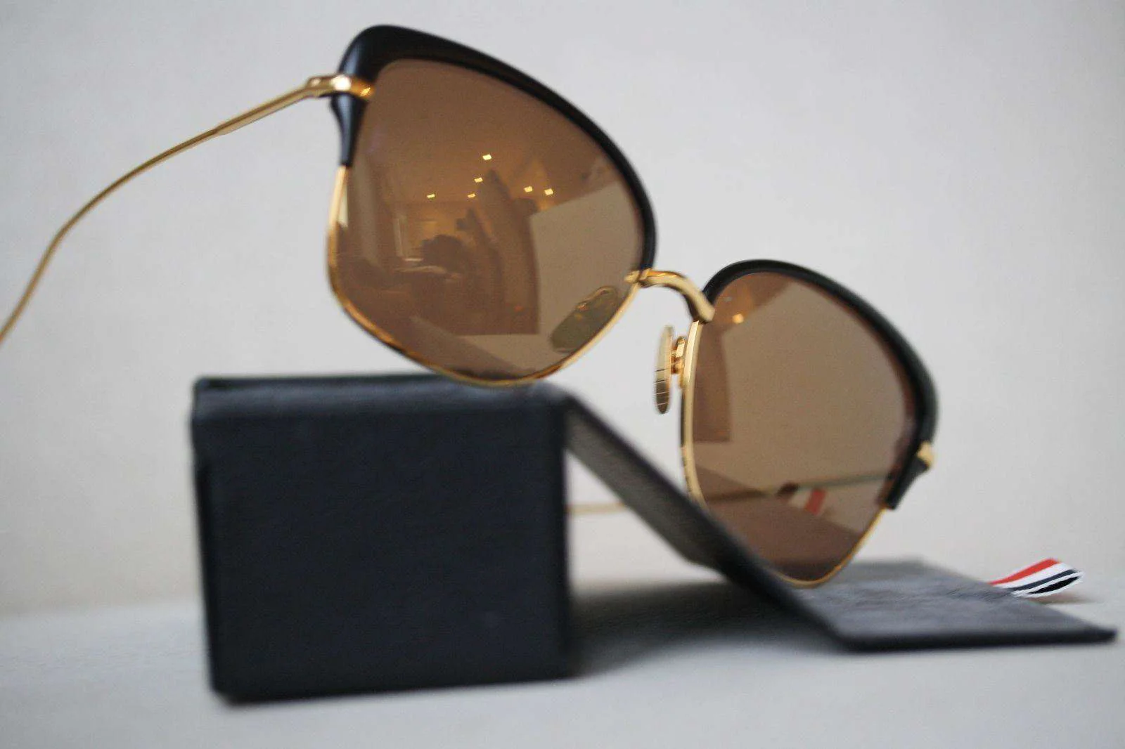 THOM BROWNE TB 201 B GOLD AND BLACK SUNGLASSES - Image 2