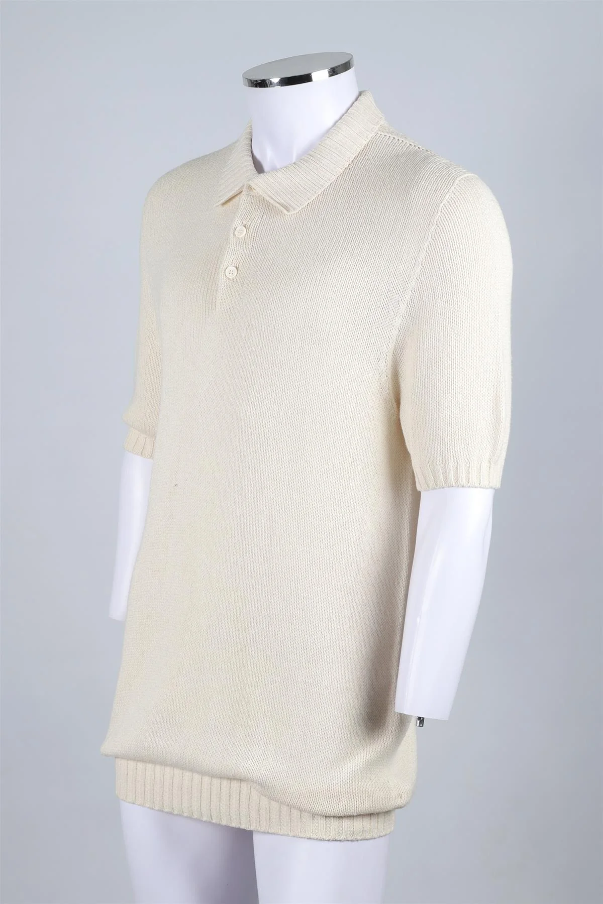 THOM SWEENEY CREAM MEN'S SILK POLO SHIRT LARGE - Image 3