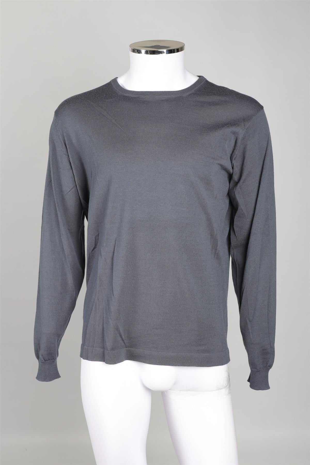THOM SWEENEY GREY MENS WOOL JUMPER XLARGE - Image 2