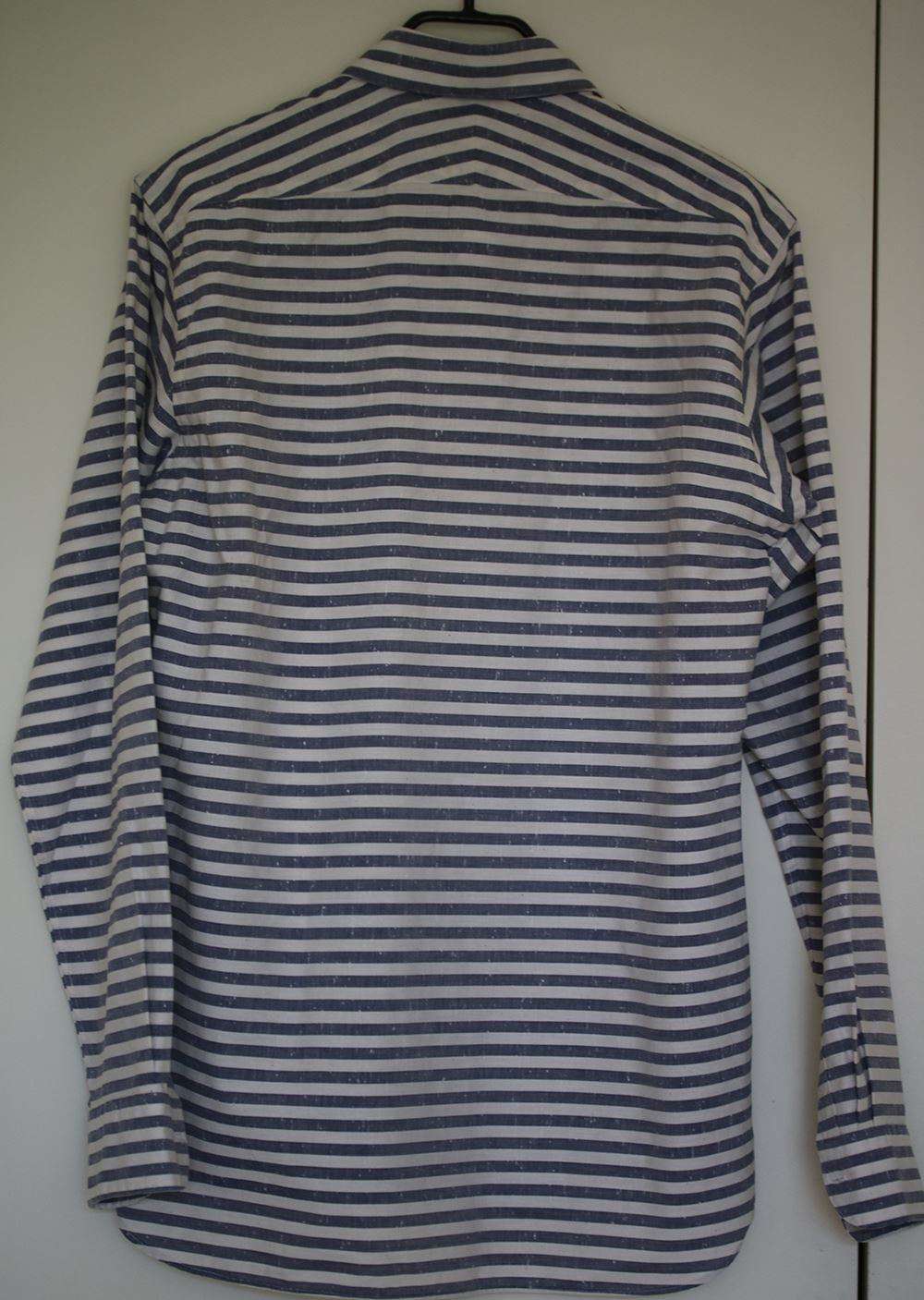 THOM SWEENEY SLIM-FIT STRIPED CUTAWAY-COLLAR COTTON SHIRT LARGE - Image 3