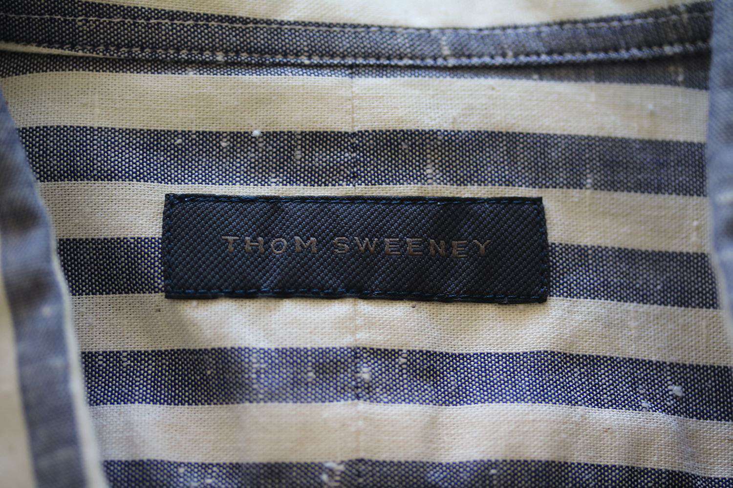 THOM SWEENEY SLIM-FIT STRIPED CUTAWAY-COLLAR COTTON SHIRT LARGE - Image 4