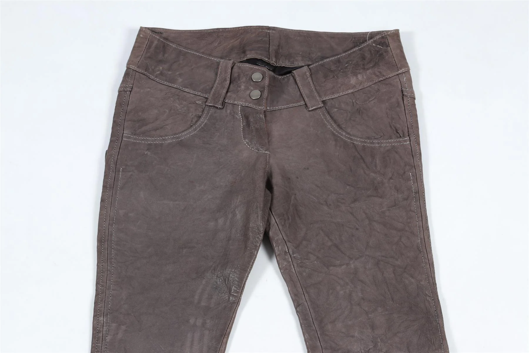 THOMAS WYLDE GREY LEATHER SKINNY PANTS UK 8 - Image 3