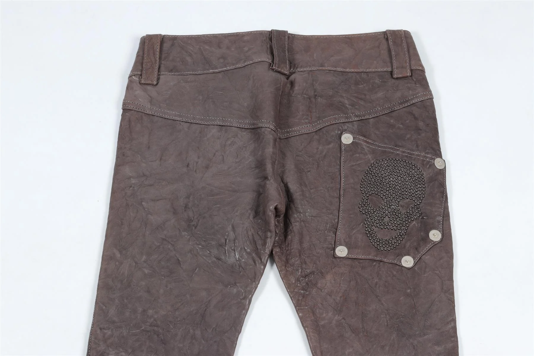 THOMAS WYLDE GREY LEATHER SKINNY PANTS UK 8 - Image 5
