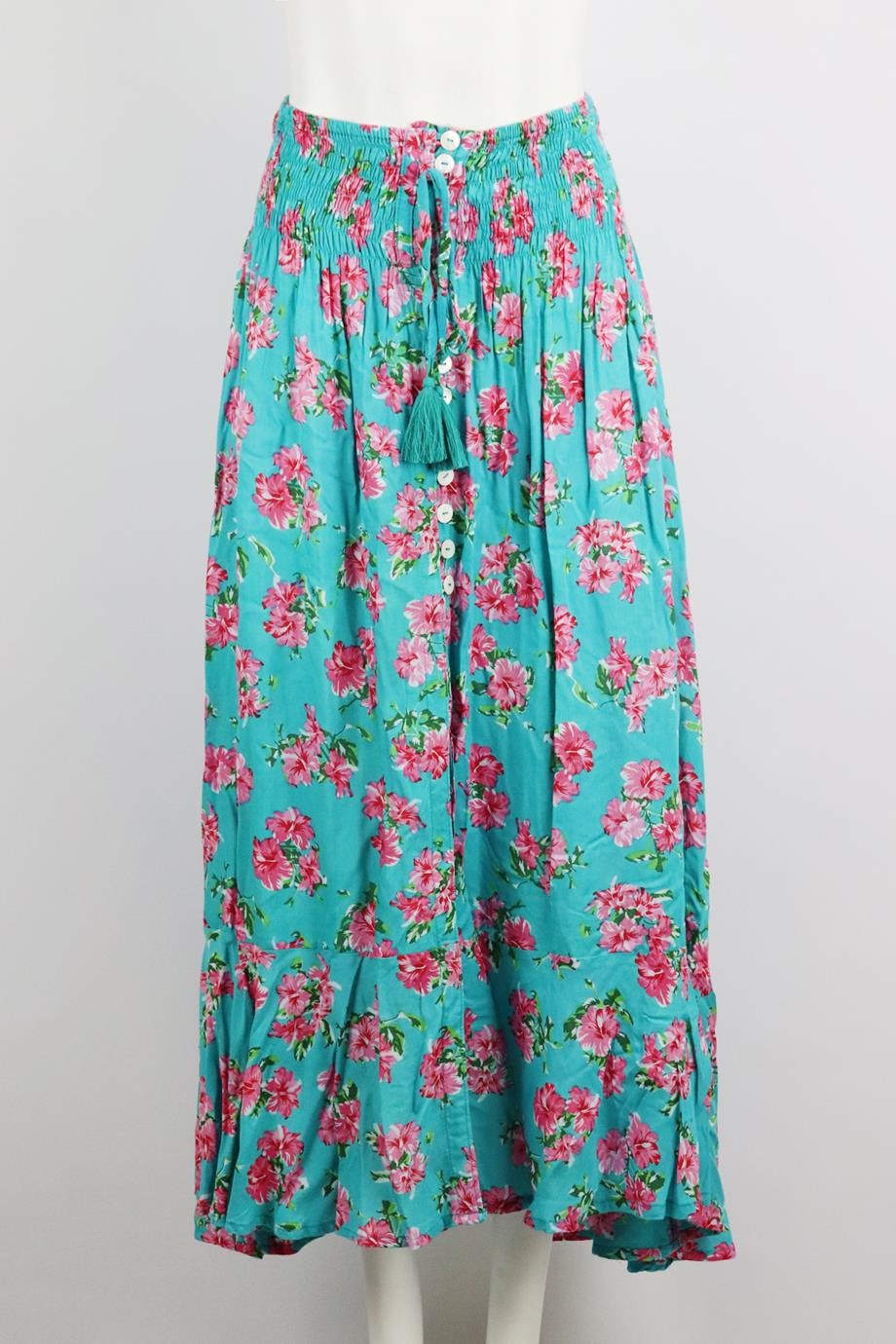 TIARE HAWAII SHIRRED PRINTED VOILE MAXI SKIRT ONE SIZE - Image 2