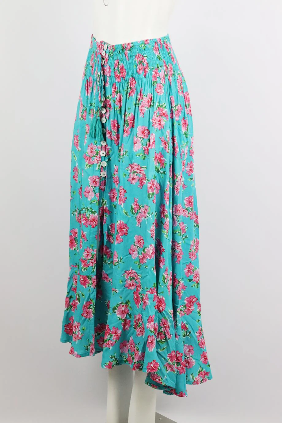 TIARE HAWAII SHIRRED PRINTED VOILE MAXI SKIRT ONE SIZE - Image 3