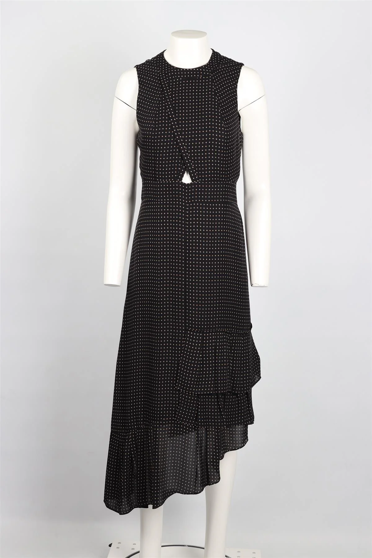 TIBI BLACK SILK MIDI DRESS US 4 UK 8 - Image 2