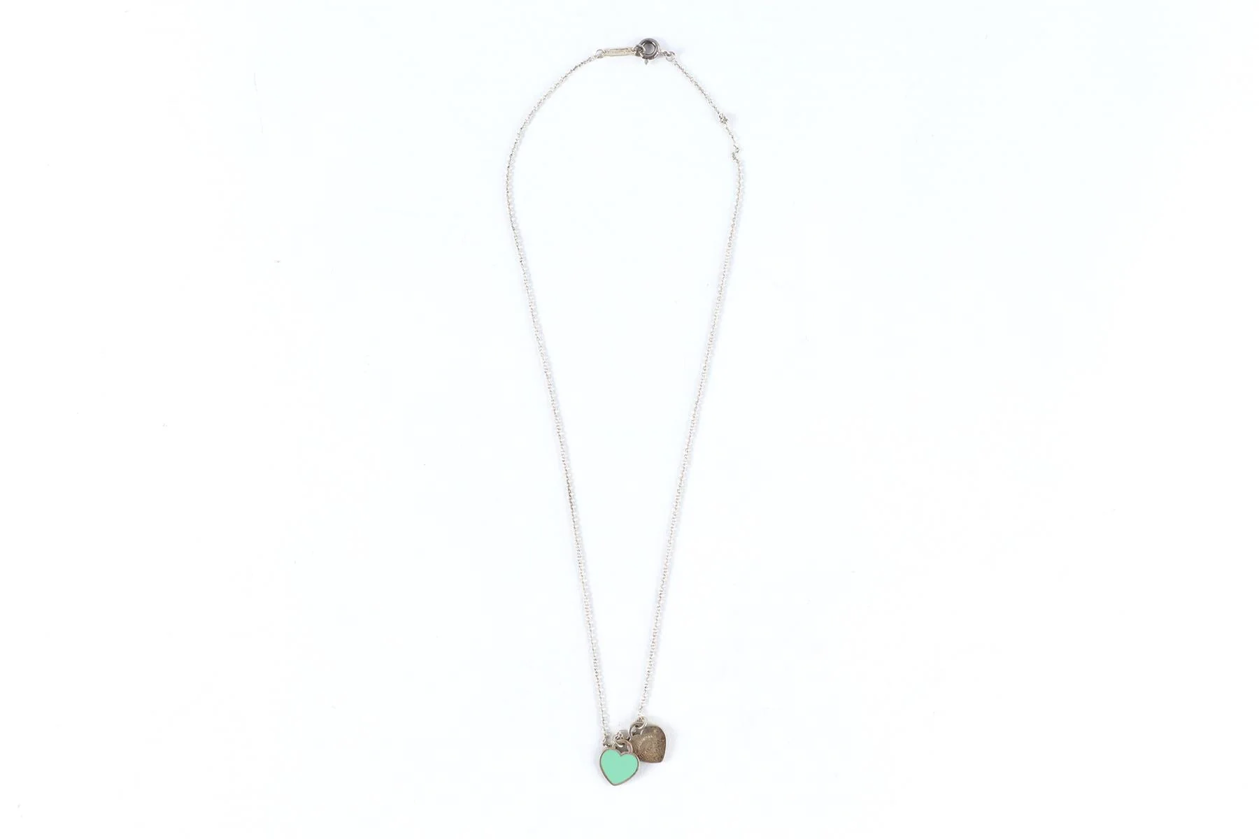 Tiffany & Co Blue Double Heart Sterling Silver Chain Necklace - Image 2