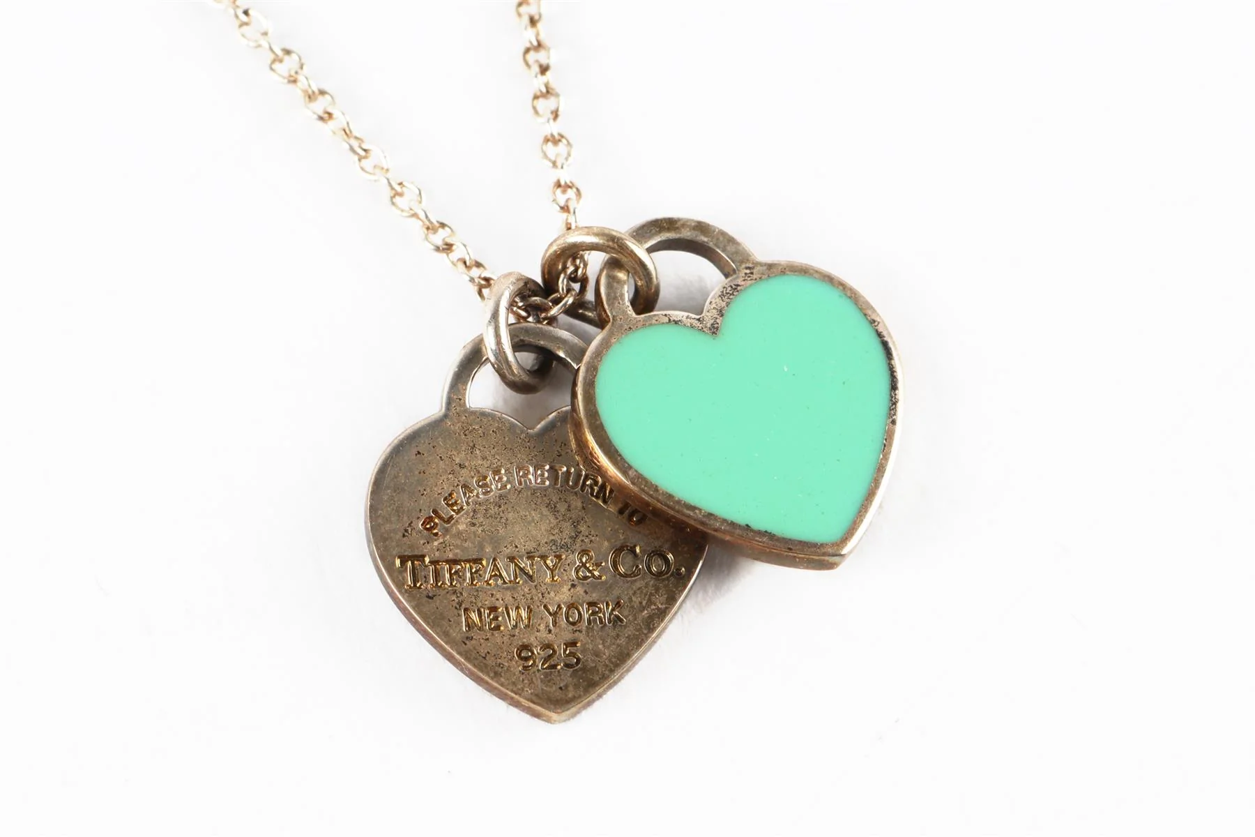 Tiffany & Co Blue Double Heart Sterling Silver Chain Necklace - Image 3