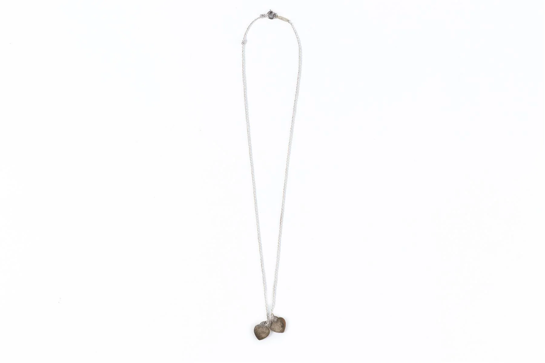 Tiffany & Co Blue Double Heart Sterling Silver Chain Necklace - Image 5