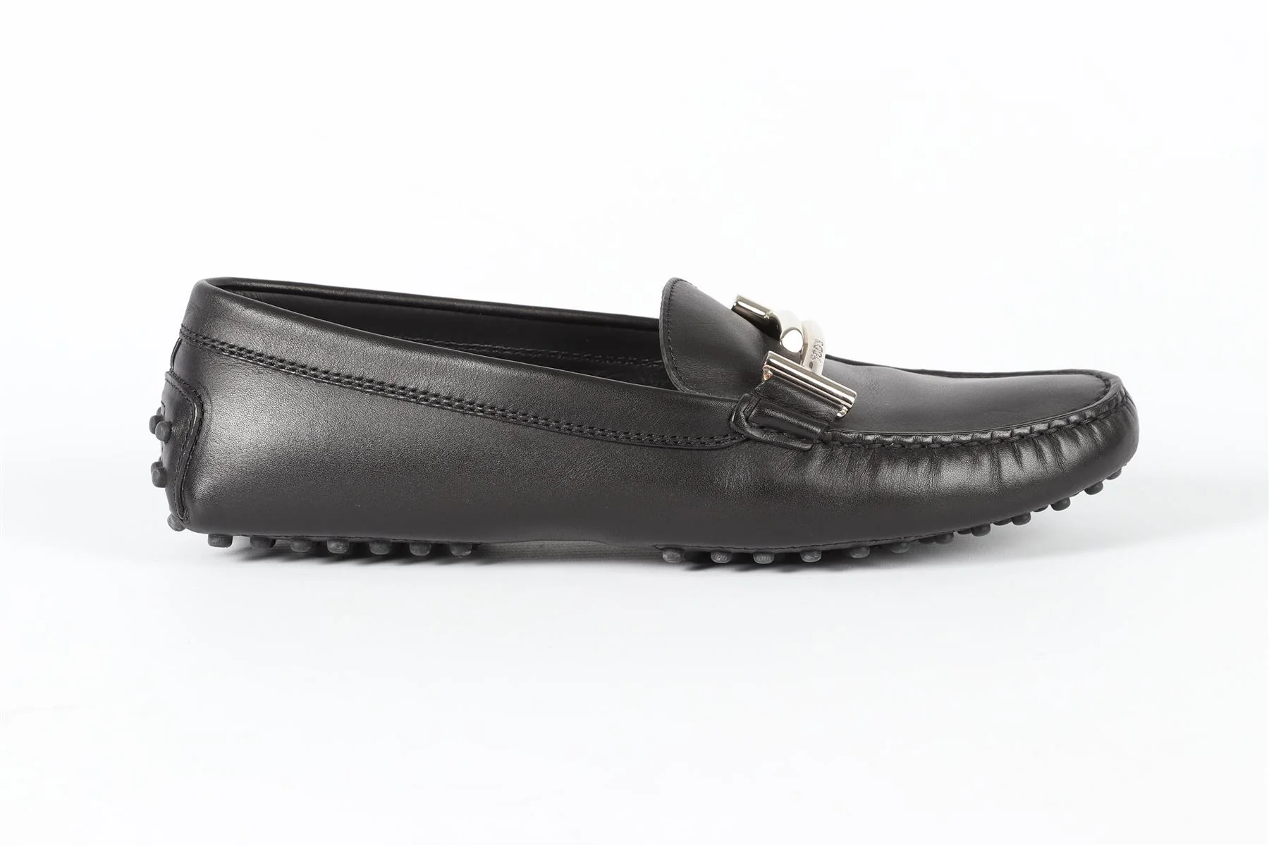 TOD'S BLACK LEATHER LOAFERS EU 39 UK 6 US 9 - Image 2