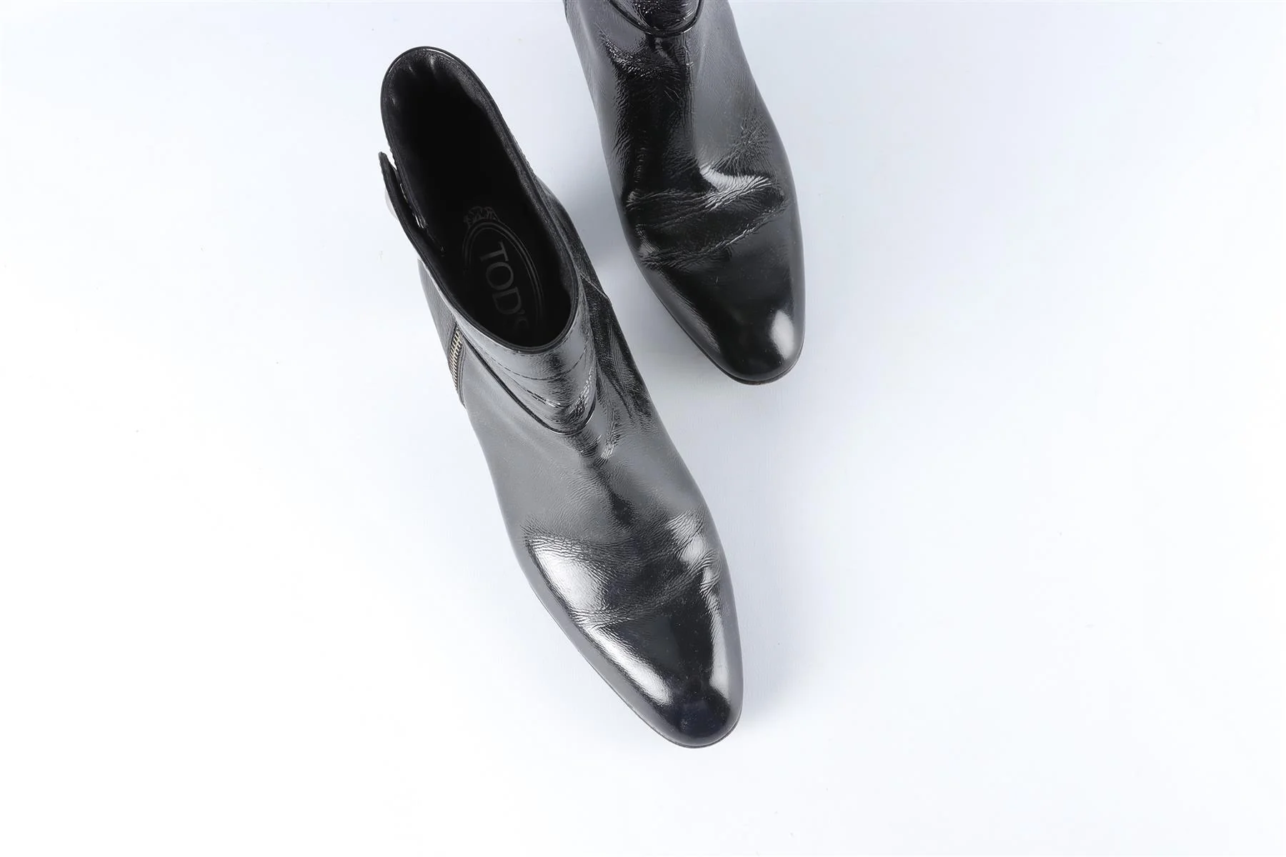 TOD'S BLACK PATENT LEATHER ANKLE BOOTS EU 38.5 UK 5.5 US 8.5 - Image 4