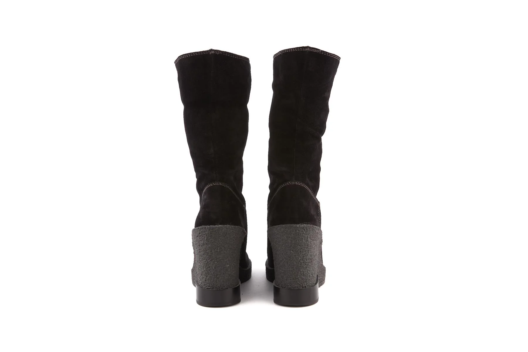 TOD'S BLACK SHEARLING WEDGE ANKLE BOOTS EU 39.5 UK 6.5 US 9.5 - Image 5