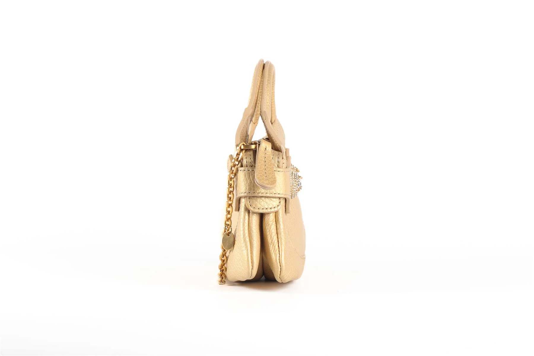 TOD'S GOLD CRYSTAL AND LEATHER SHOULDER BAG - Image 5