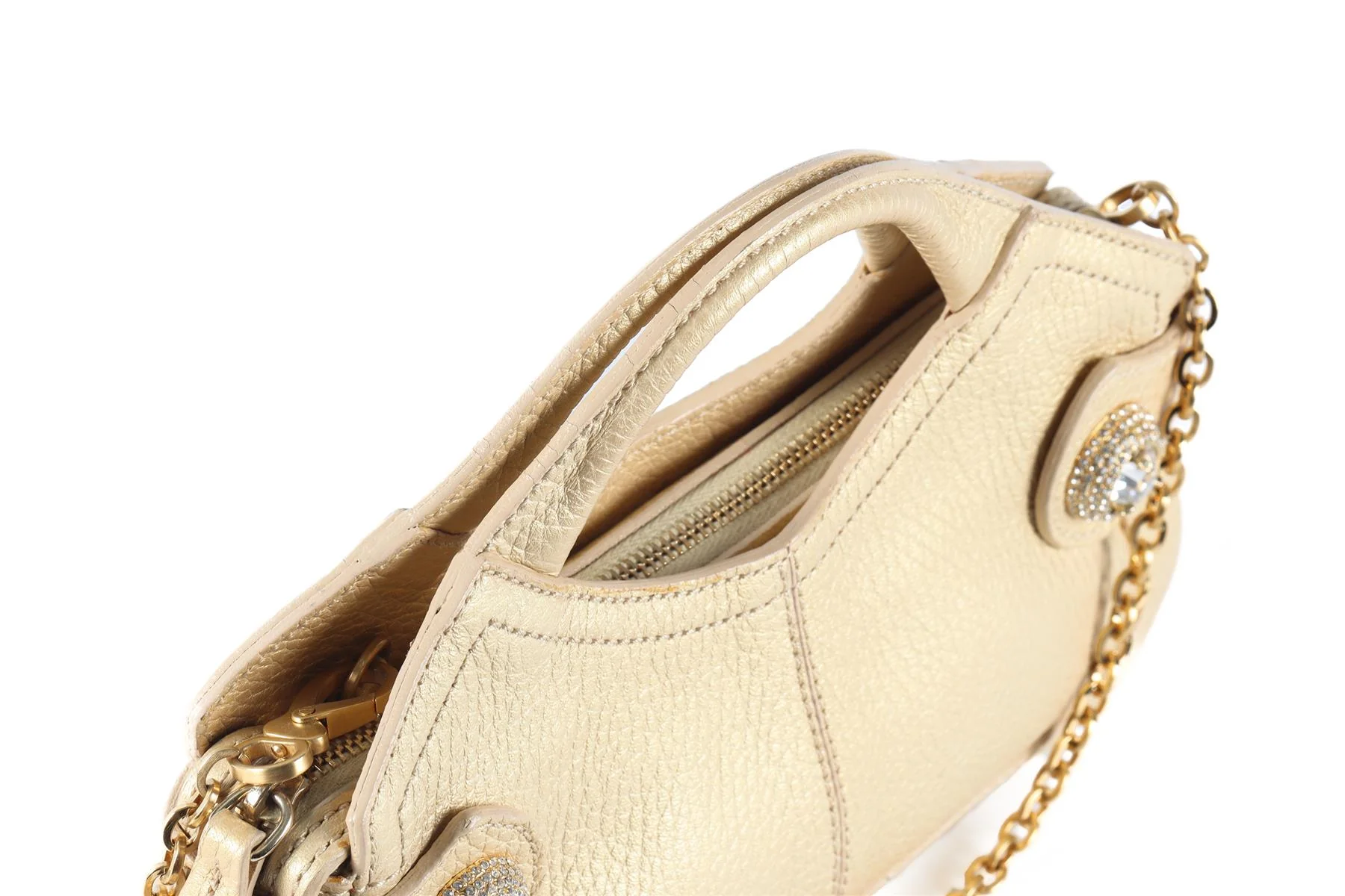 TOD'S GOLD CRYSTAL AND LEATHER SHOULDER BAG - Image 9