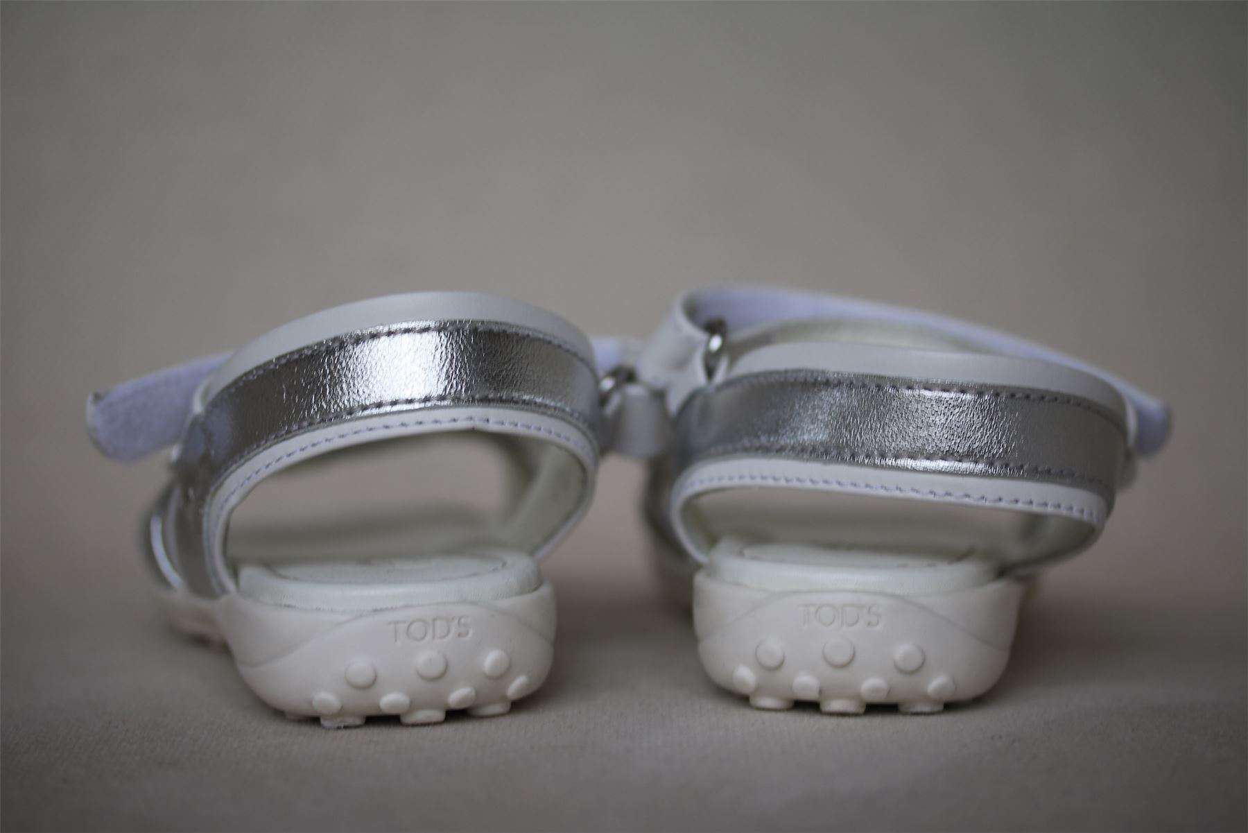 TOD'S JUNIOR GIRLS SILVER LEATHER SANDALS EU 24 UK 7 - Image 3