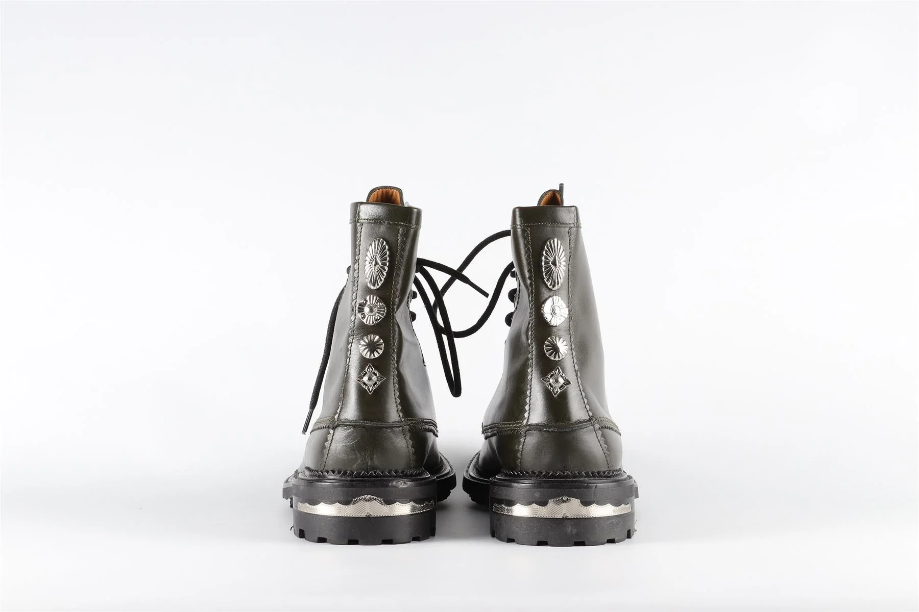 TOGA VIRILIS GREEN MEN'S LEATHER BOOTS EU 42 UK 8 US 9 - Image 4