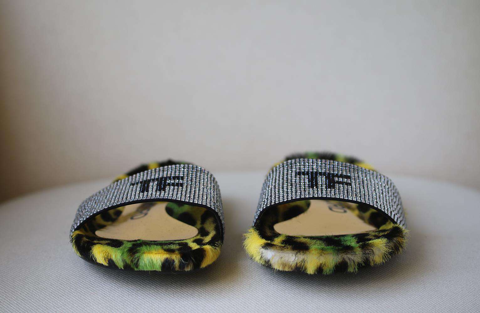 TOM FORD CRYSTAL EMBELLISHED FUR SLIDES EU 38.5 UK 5.5 US 8.5 - Image 3