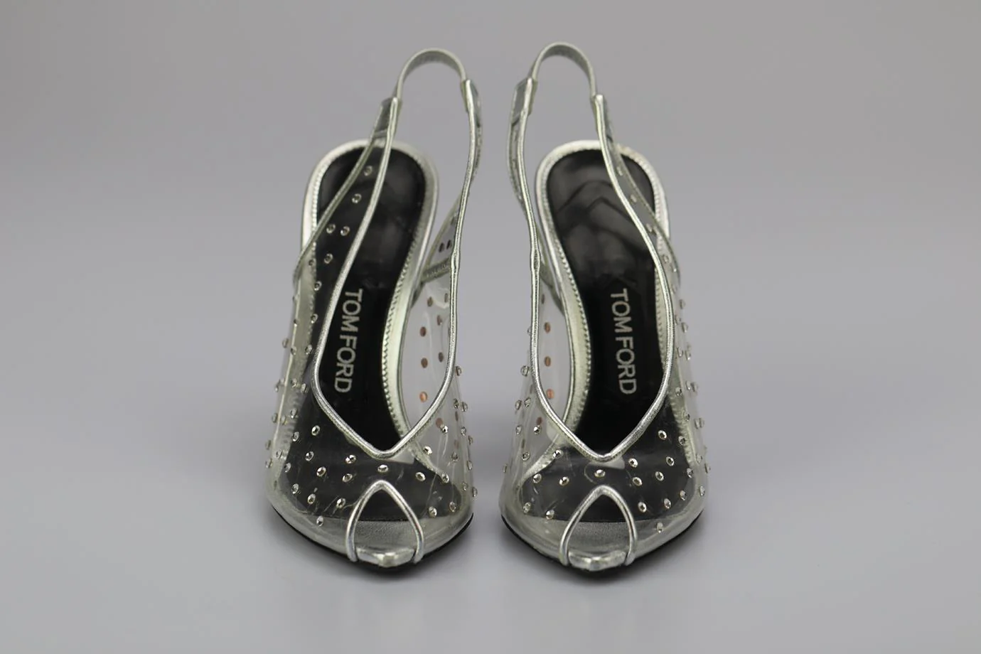 TOM FORD CRYSTAL EMBELLISHED PVC AND LEATHER SLINGBACK PUMPS EU 38 UK 5 US 8 - Image 3