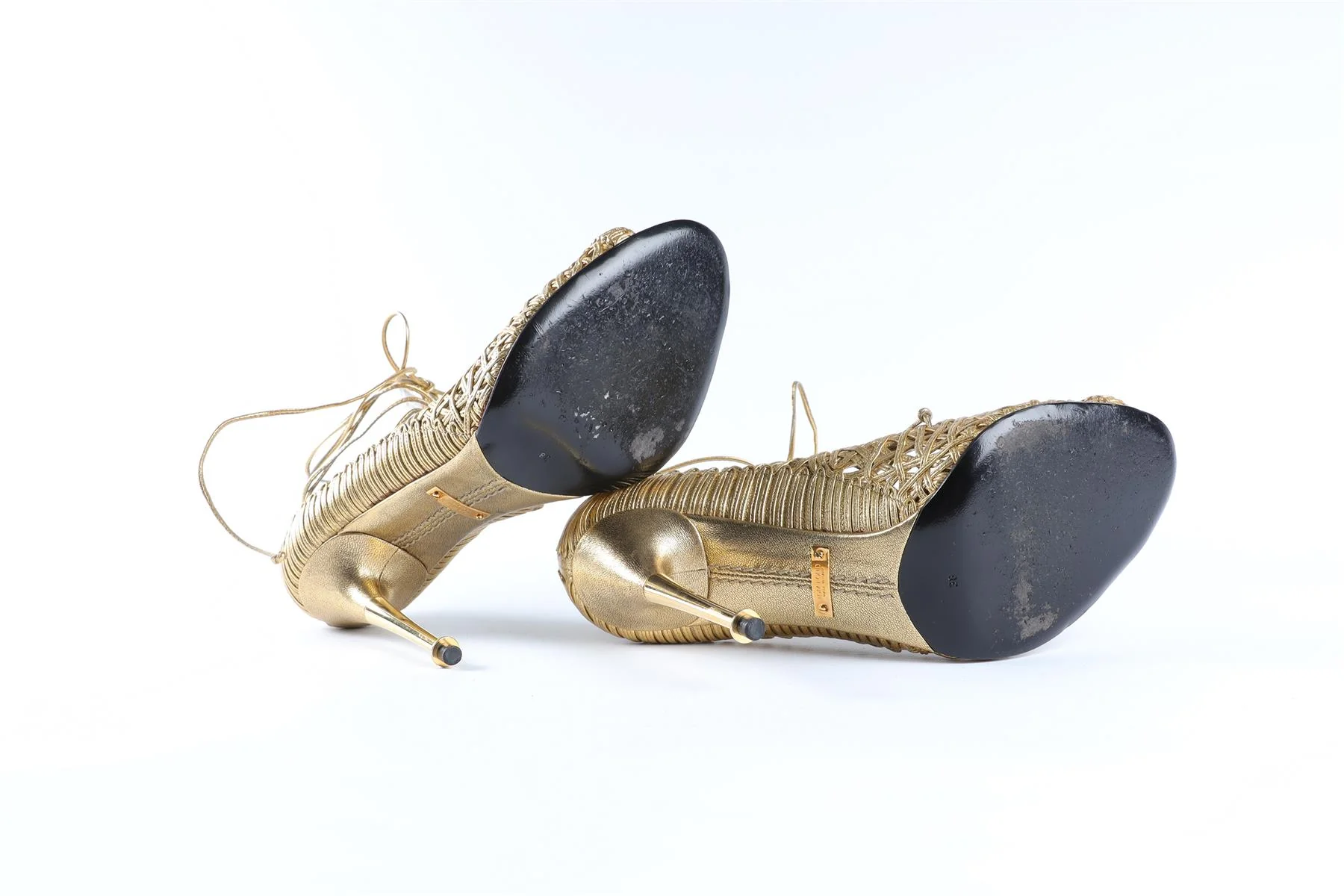 TOM FORD GOLD LEATHER SANDALS EU 38 UK 5 US 8 - Image 6