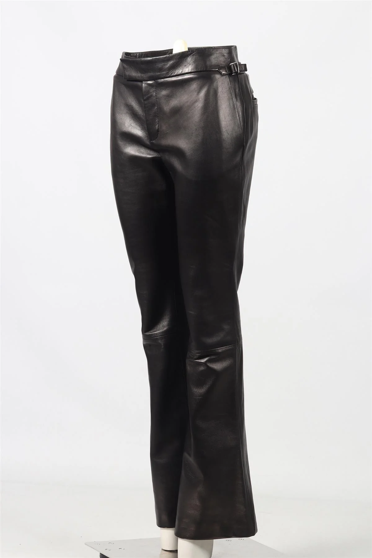 TOM FORD LEATHER FLARED PANTS IT 40 UK 8 - Image 3