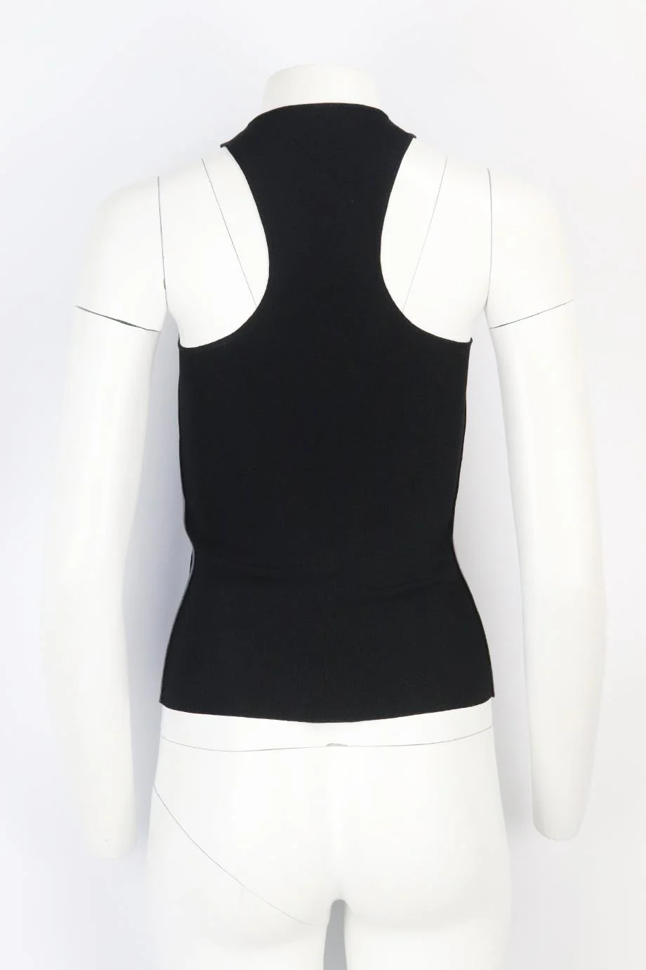 TOM FORD LEATHER TRIMMED STRETCH KNIT TOP XXSMALL - Image 4