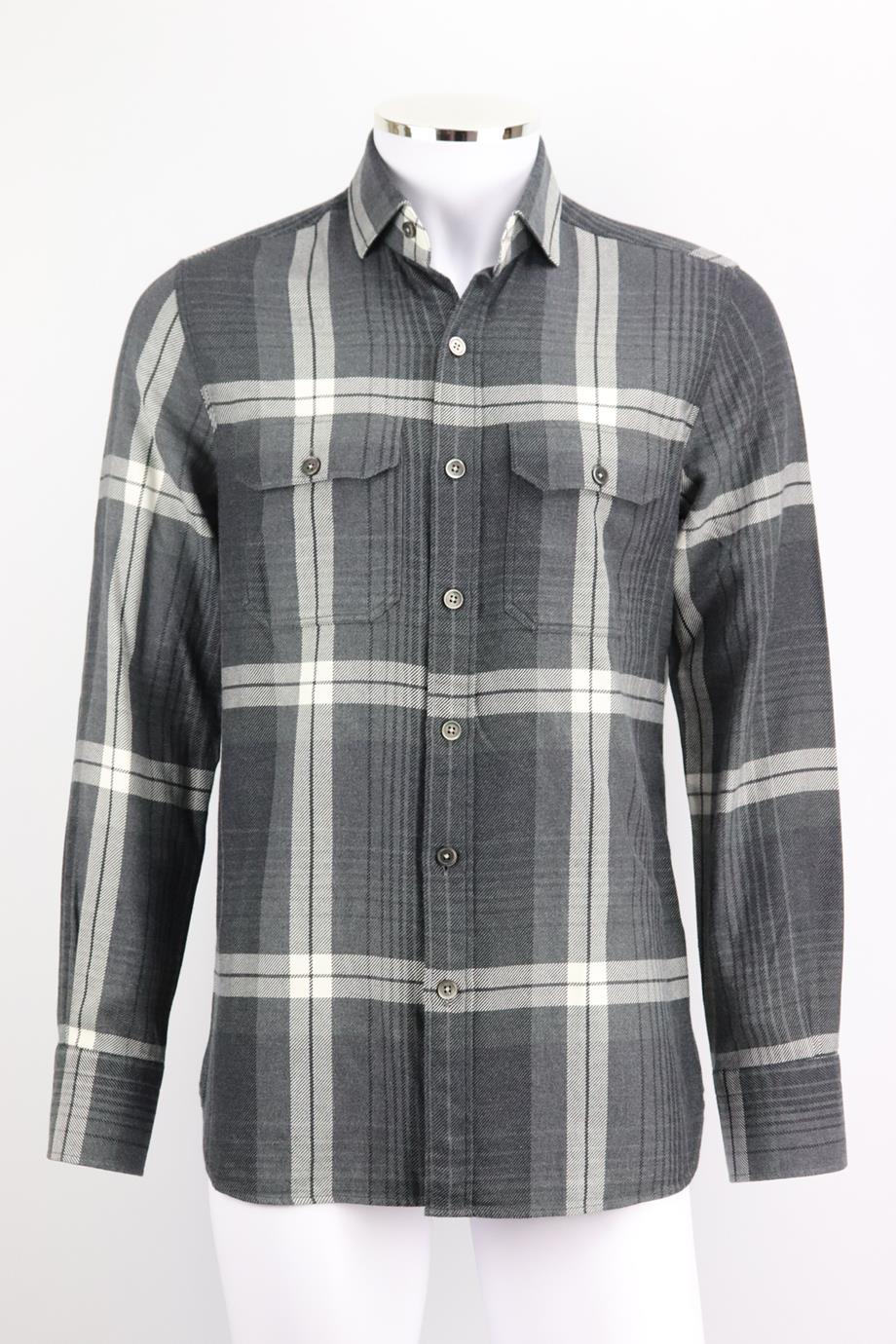 TOM FORD MEN'S CHECKED COTTON FLANNEL SHIRT IT 50 UK/US CHEST 40 - Image 2