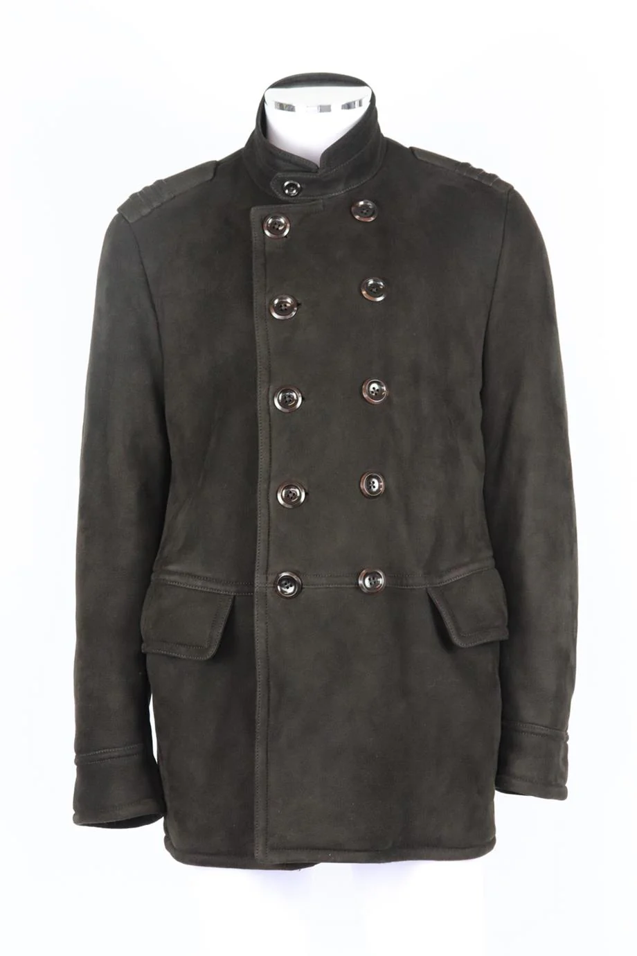 TOM FORD MEN'S DOUBLE BREASTED SHEARLING LINED SUEDE COAT IT 54 UK/US CHEST 44 - Image 2