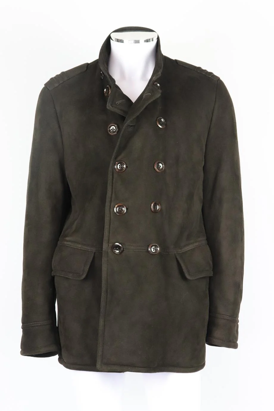 TOM FORD MEN'S DOUBLE BREASTED SHEARLING LINED SUEDE COAT IT 54 UK/US CHEST 44 - Image 3