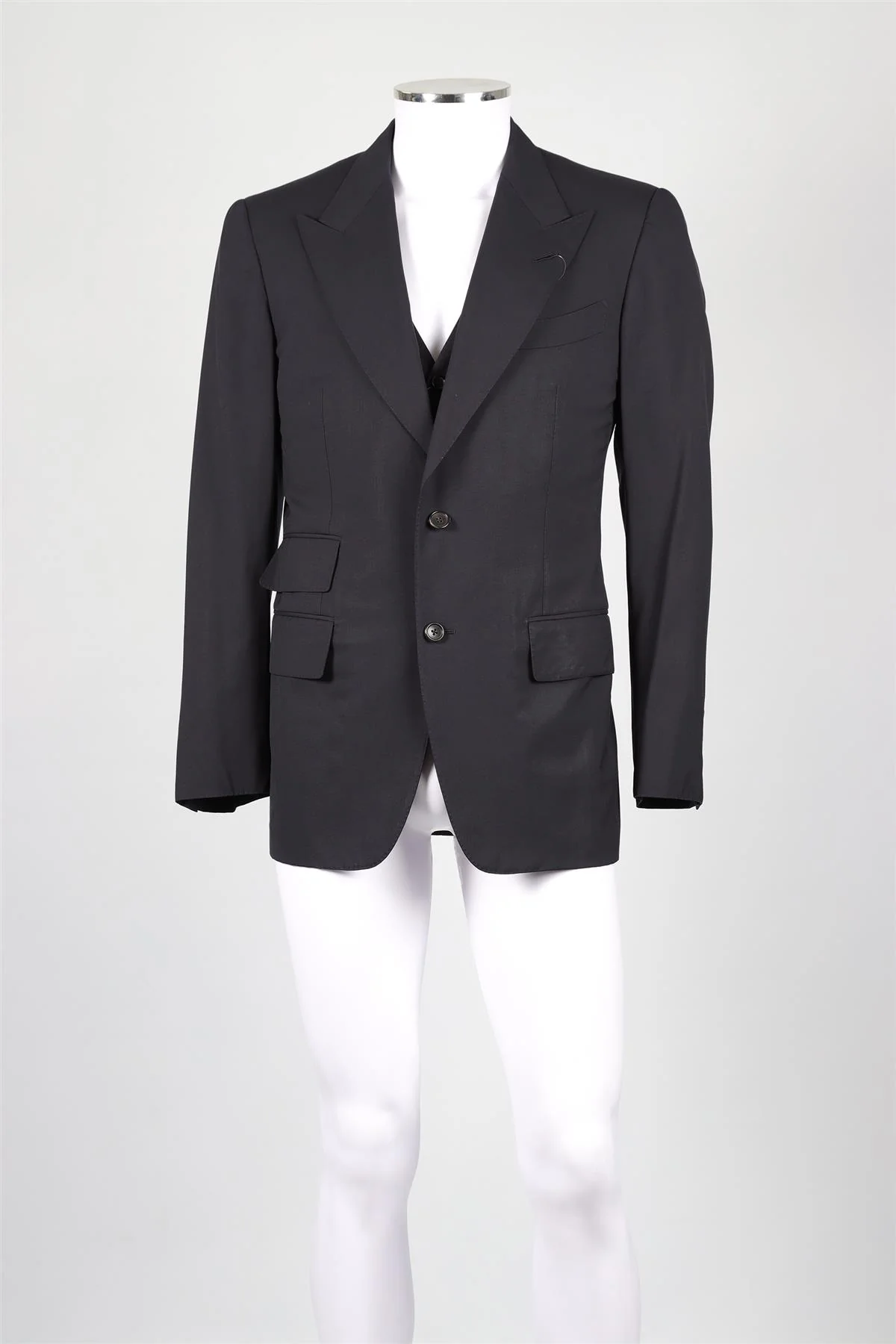 TOM FORD NAVY WOOL WAISTCOAT AND BLAZER IT 48 UK 38 - Image 2