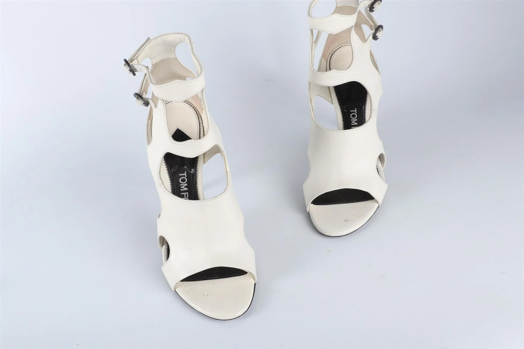TOM FORD WHITE LEATHER SANDALS EU 37 UK 4 US 7 - Image 4