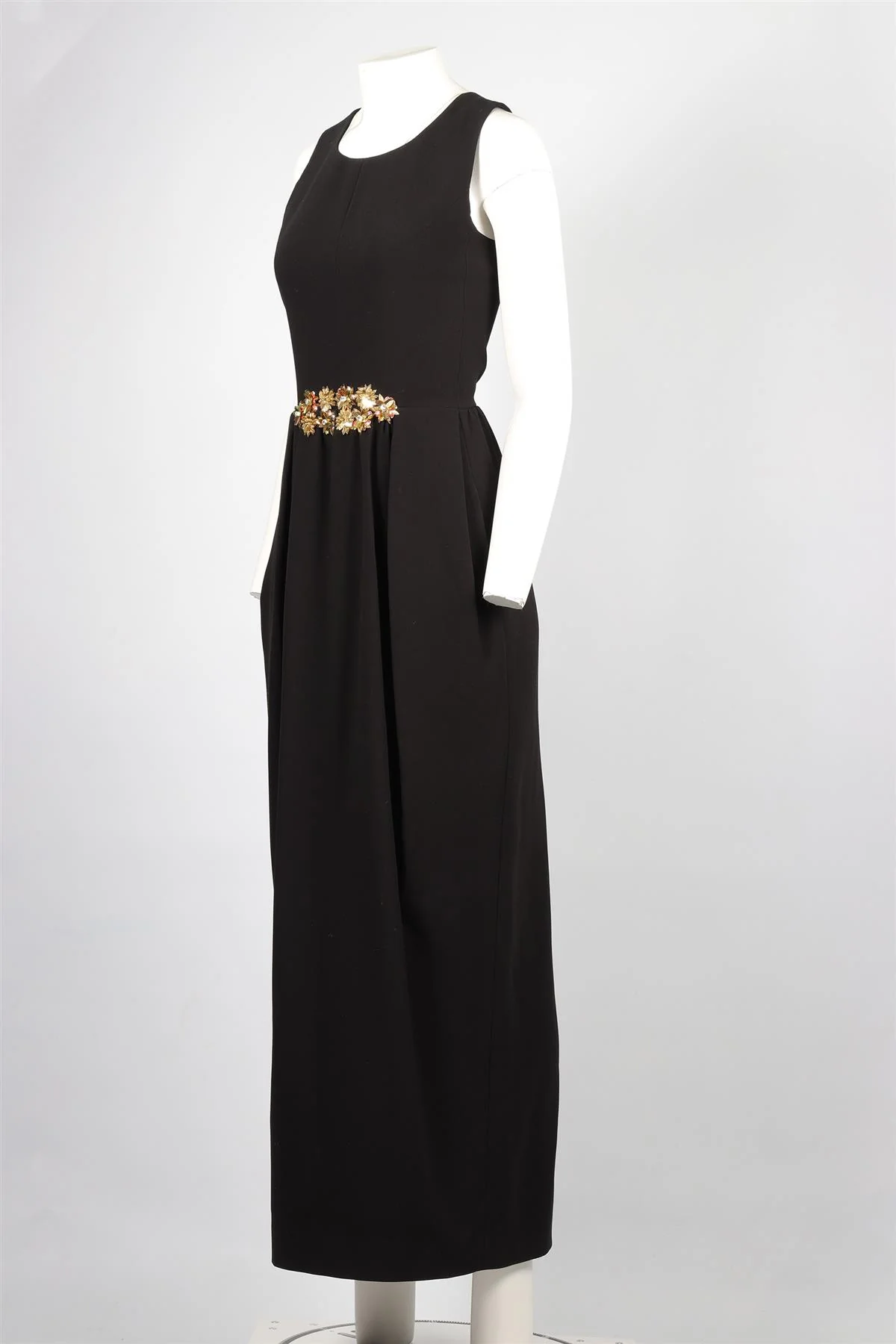TORY BURCH BLACK CREPE MAXI DRESS US 4 UK 8 - Image 3