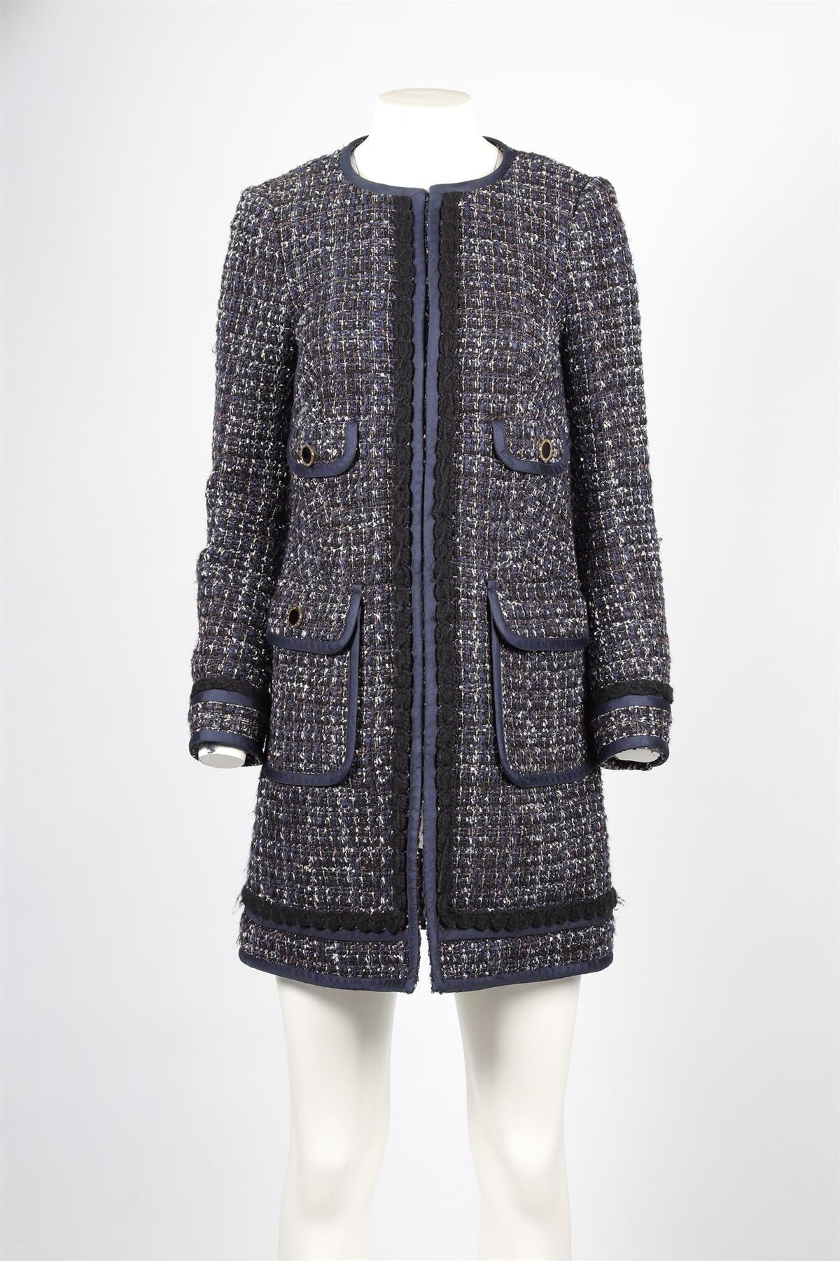 TORY BURCH BLUE TWEED COAT US 6 UK 10 - Image 2