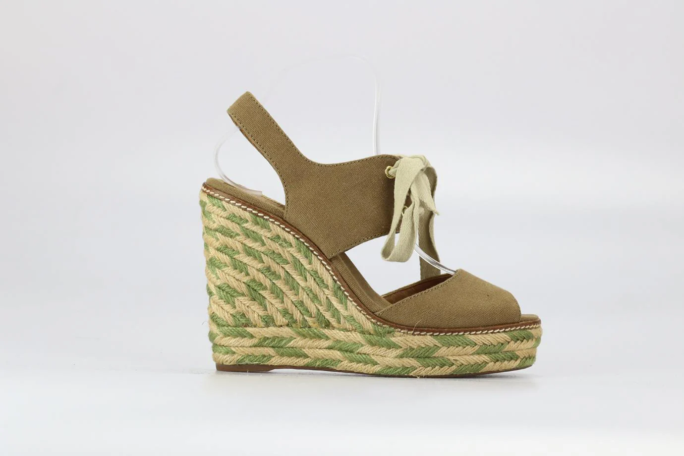 TORY BURCH CANVAS ESPADRILLE WEDGE SANDALS EU 39.5 UK 6.5 US 9.5 - Image 2