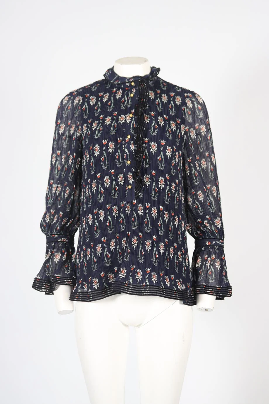 TORY BURCH FLORAL PRINT CREPE TOP US 2 UK 6 - Image 2