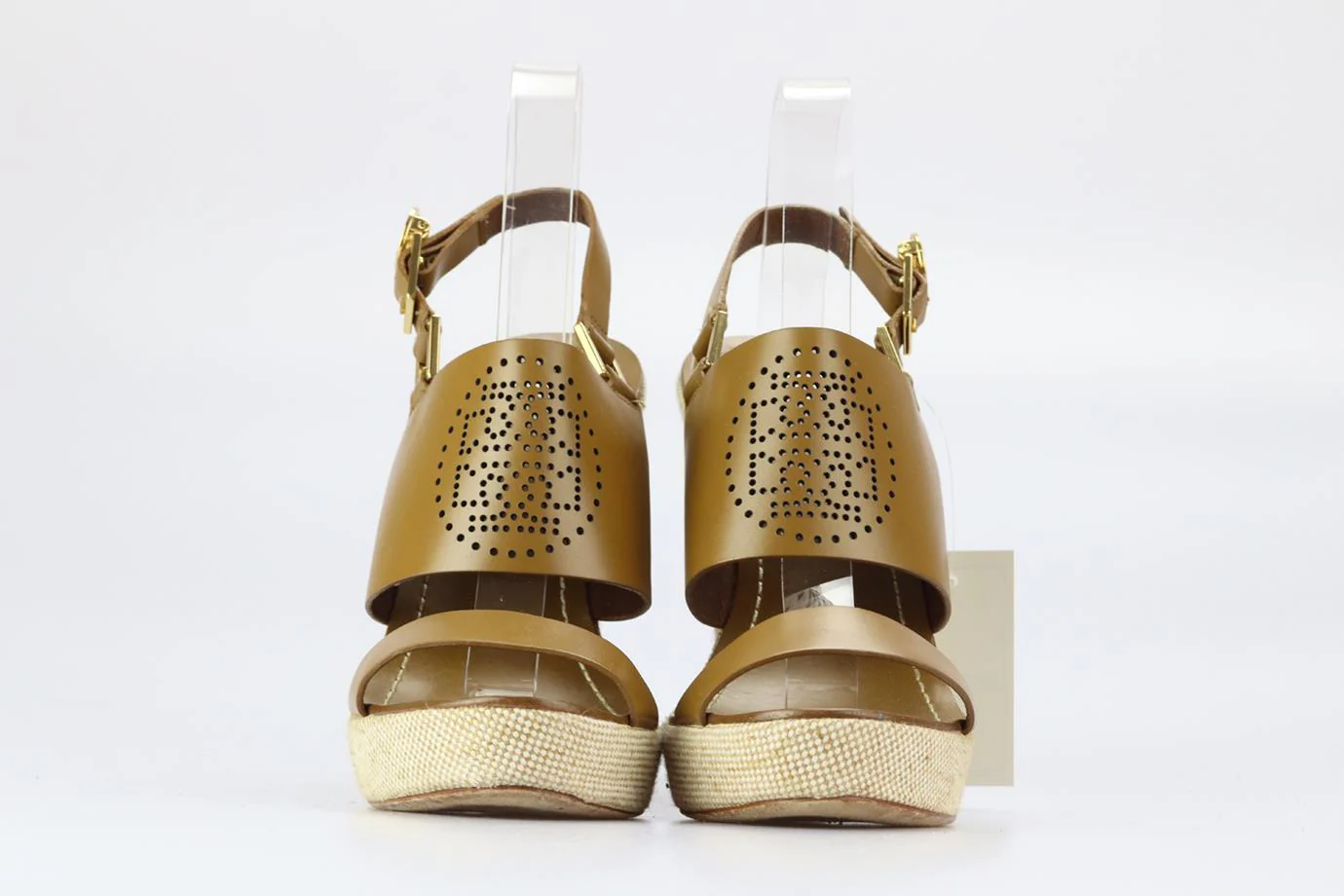 TORY BURCH LEATHER AND CANVAS WEDGE SANDALS EU 39.5 UK 6.5 US 9.5 - Image 3