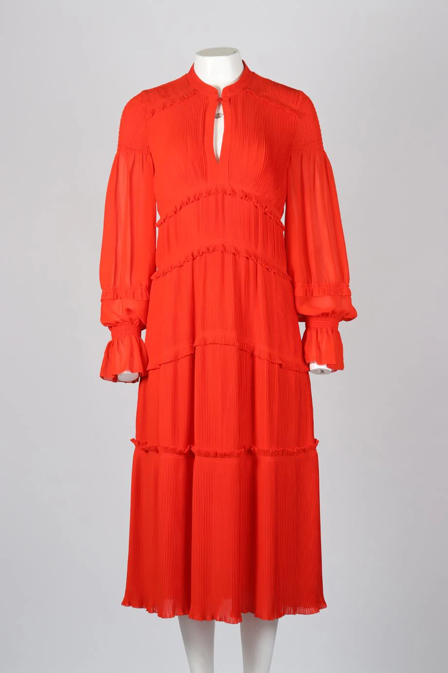 TORY BURCH PLEATED CREPE MIDI DRESS US 2 UK 6 - Image 2