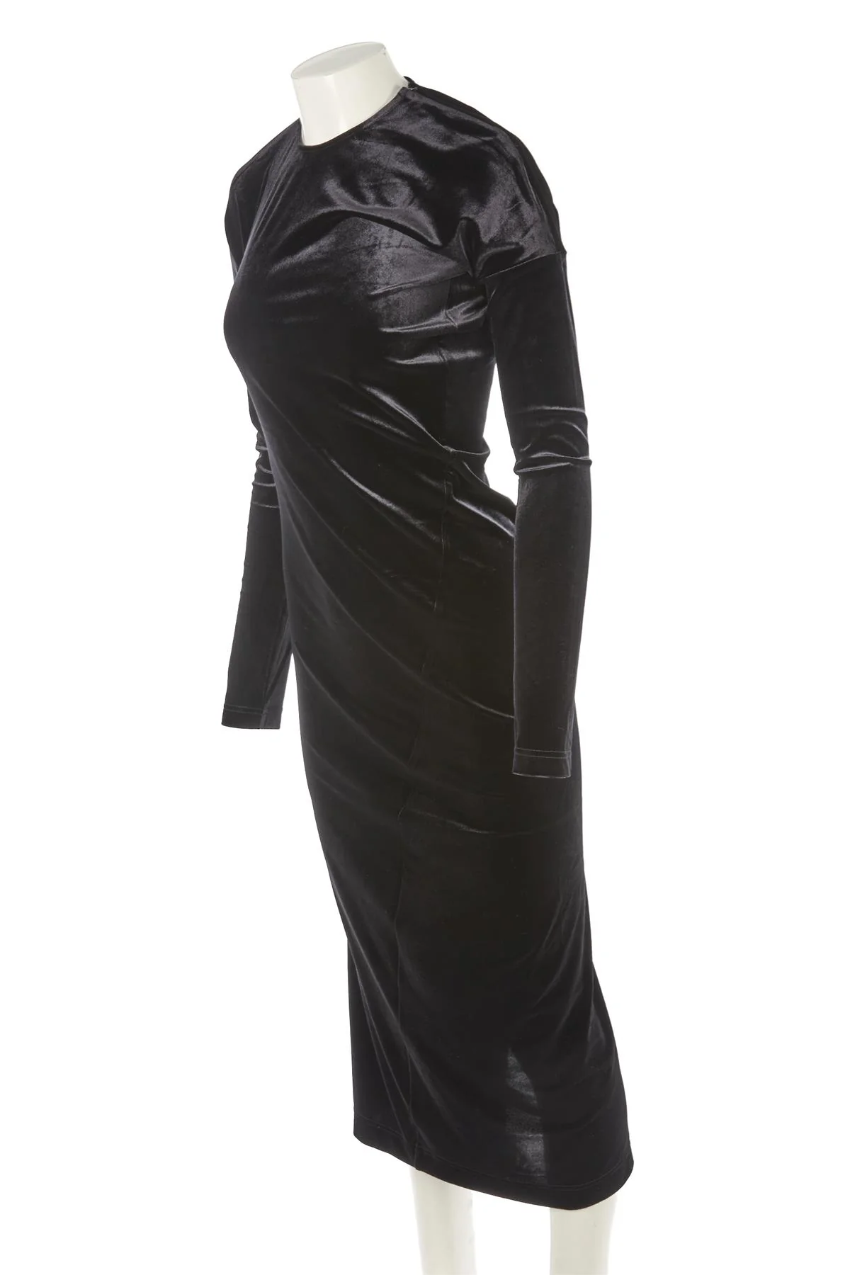TOTEME BLACK VELVET MIDI DRESS MEDIUM - Image 3