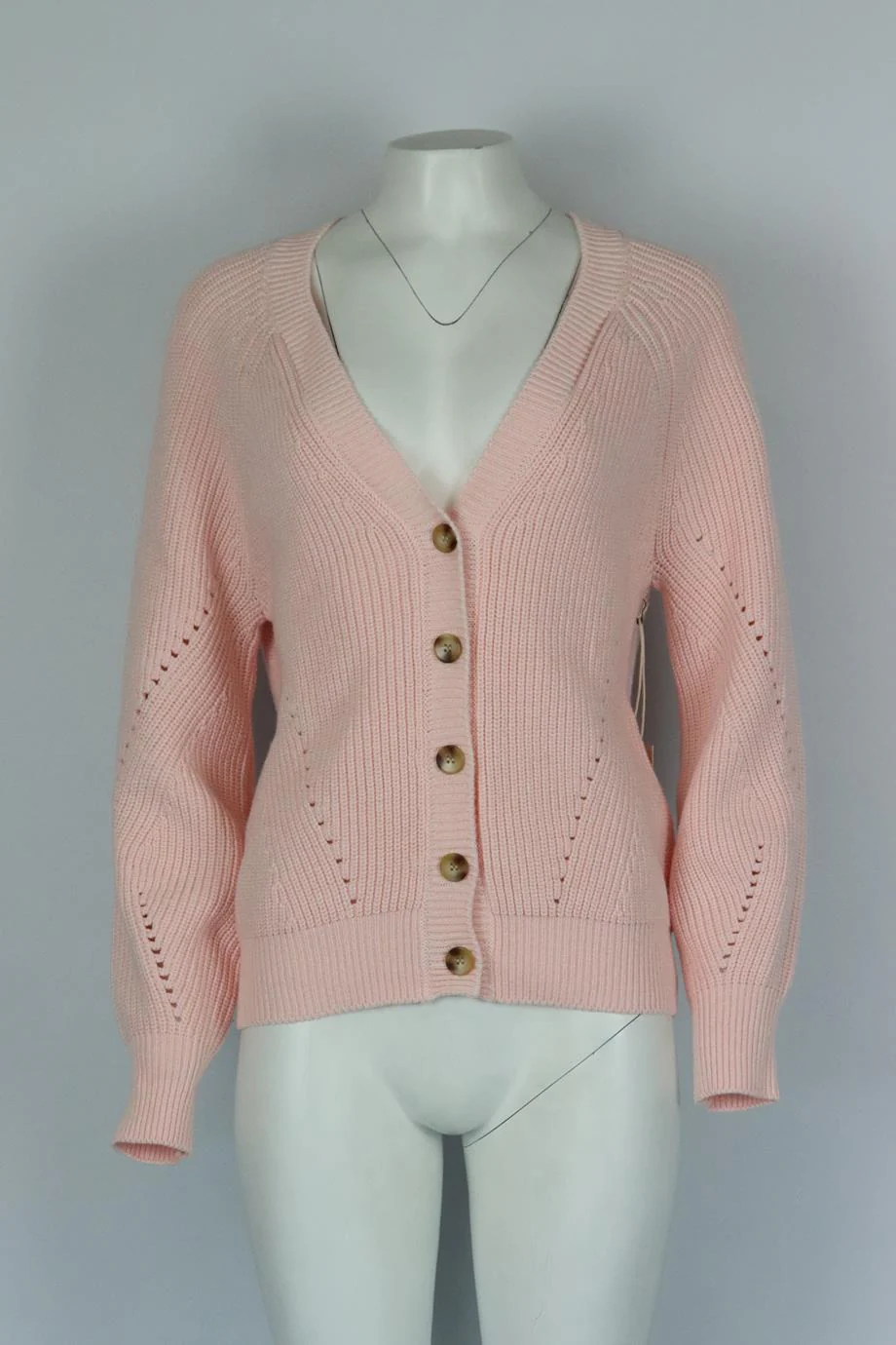 TULAROSA RIBBED COTTON BLEND CARDIGAN SMALL - Image 2