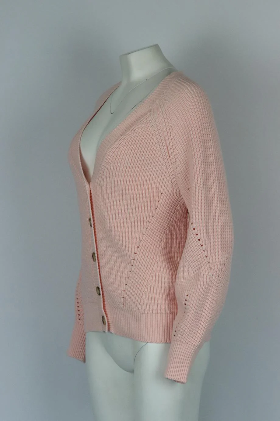TULAROSA RIBBED COTTON BLEND CARDIGAN SMALL - Image 3