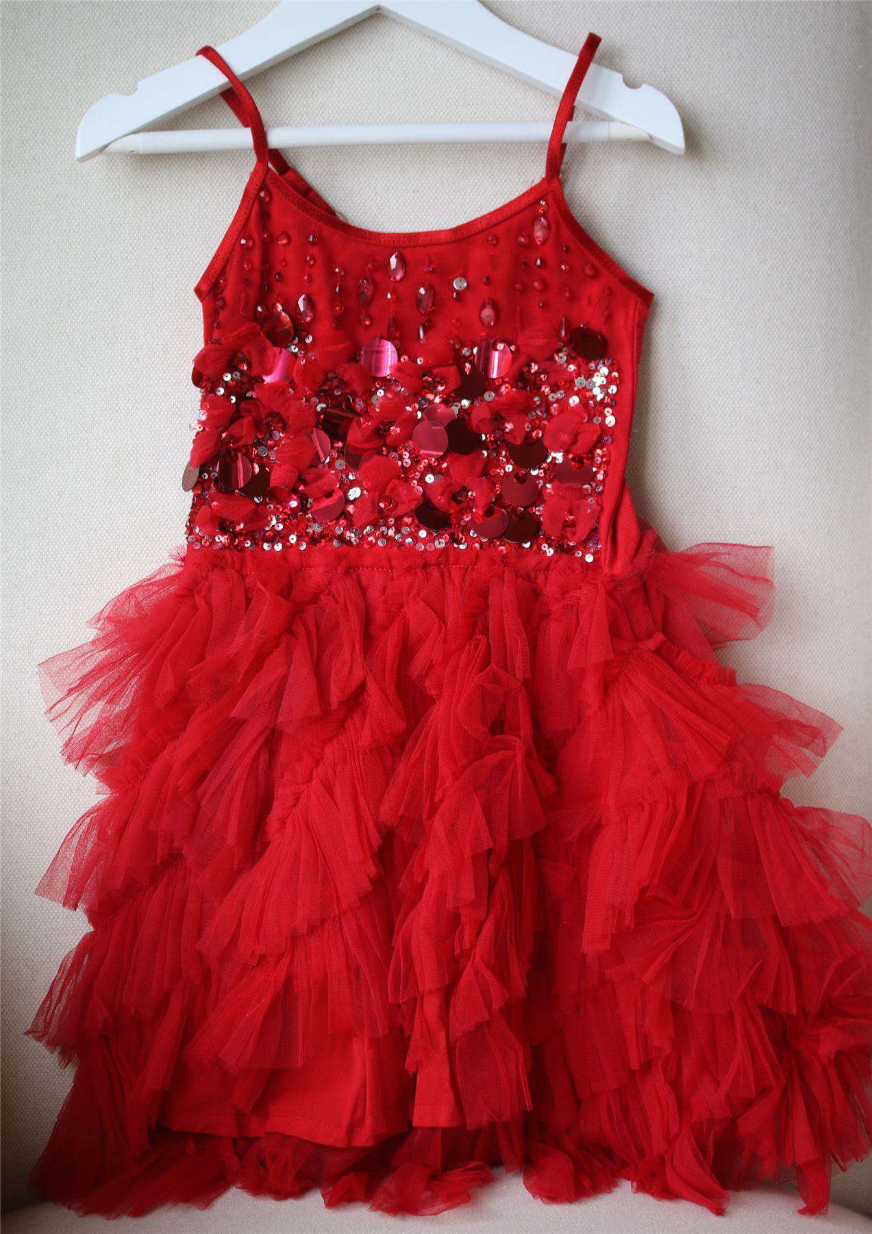 TUTU DU MONDE GIRLS RED BLOOMING ROSE TUTU DRESS 2-3 YEARS - Image 3
