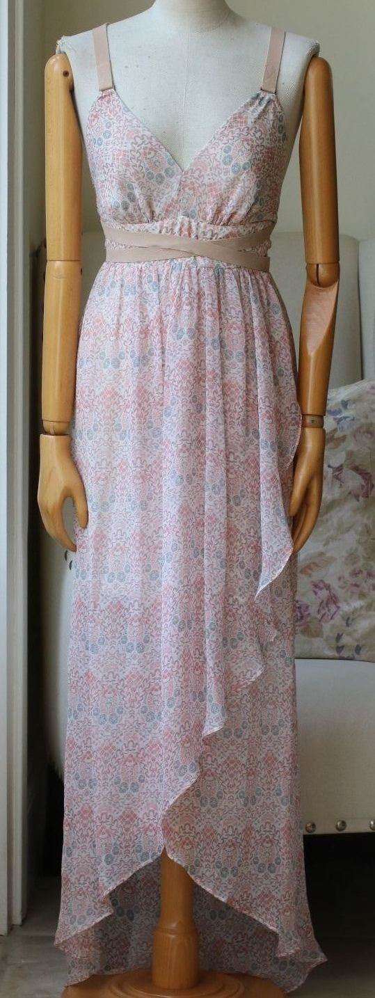 TWELFTH STREET BY CYNTHIA VINCENT LEATHER DETAIL PRINTED MAXI DRESS SMALL - Image 3