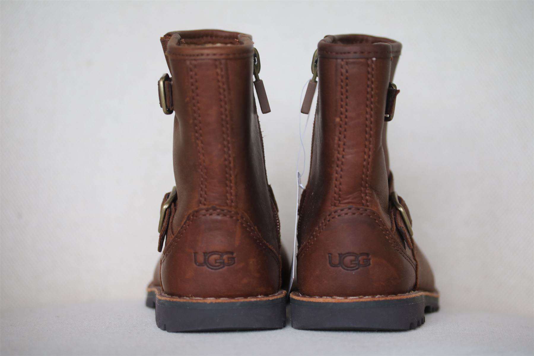 UGG KIDS HARWELL BIKER BOOTS IN STOUT BROWN EU 23.5 UK 6 - Image 3