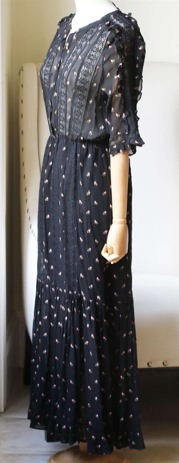 ULLA JOHNSON + BARNEYS NEW YORK ADALIE FLORAL GEORGETTE MAXI DRESS US 6 UK 10 - Image 2