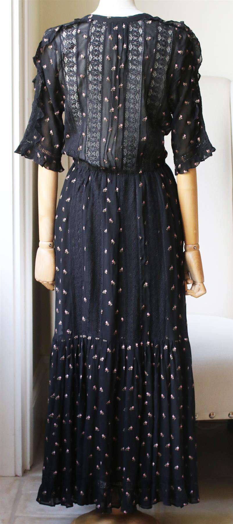 ULLA JOHNSON + BARNEYS NEW YORK ADALIE FLORAL GEORGETTE MAXI DRESS US 6 UK 10 - Image 3