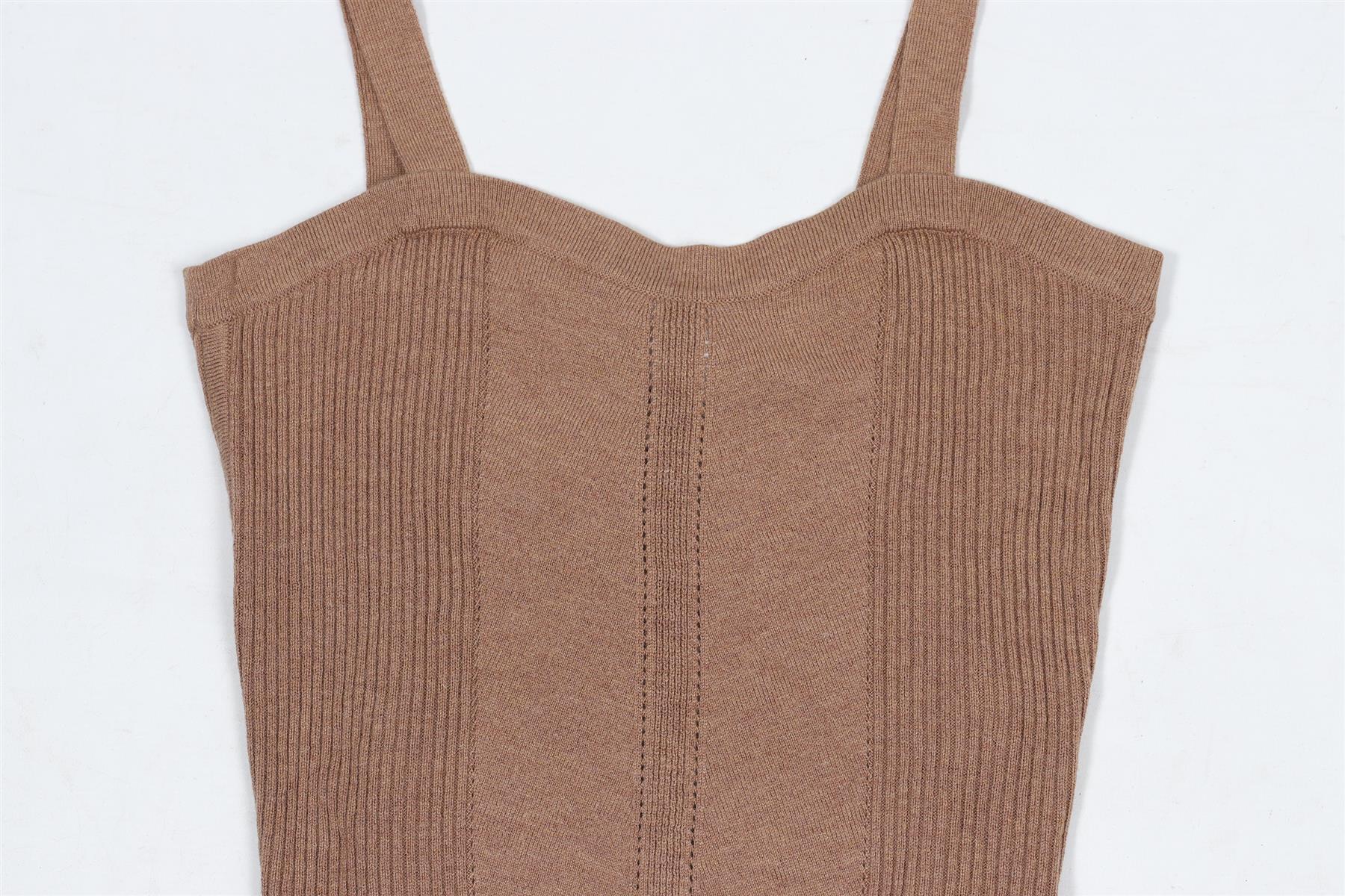 ULLA JOHNSON BROWN CROPPED KNIT TOP SMALL - Image 3