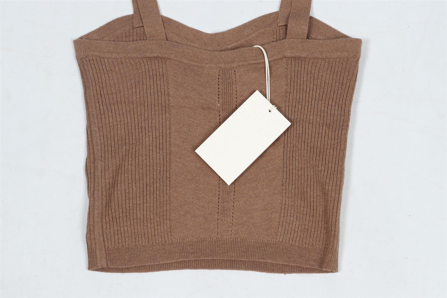ULLA JOHNSON BROWN CROPPED KNIT TOP SMALL - Image 5