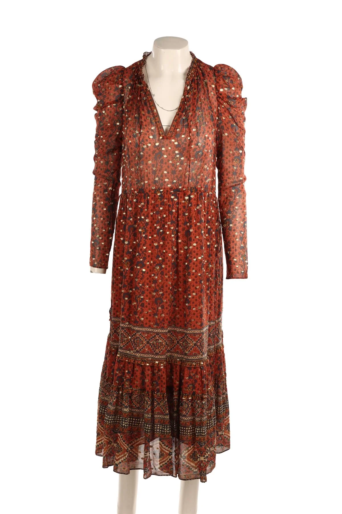 ULLA JOHNSON BROWN SILK MAXI DRESS US 0 UK 4 - Image 2