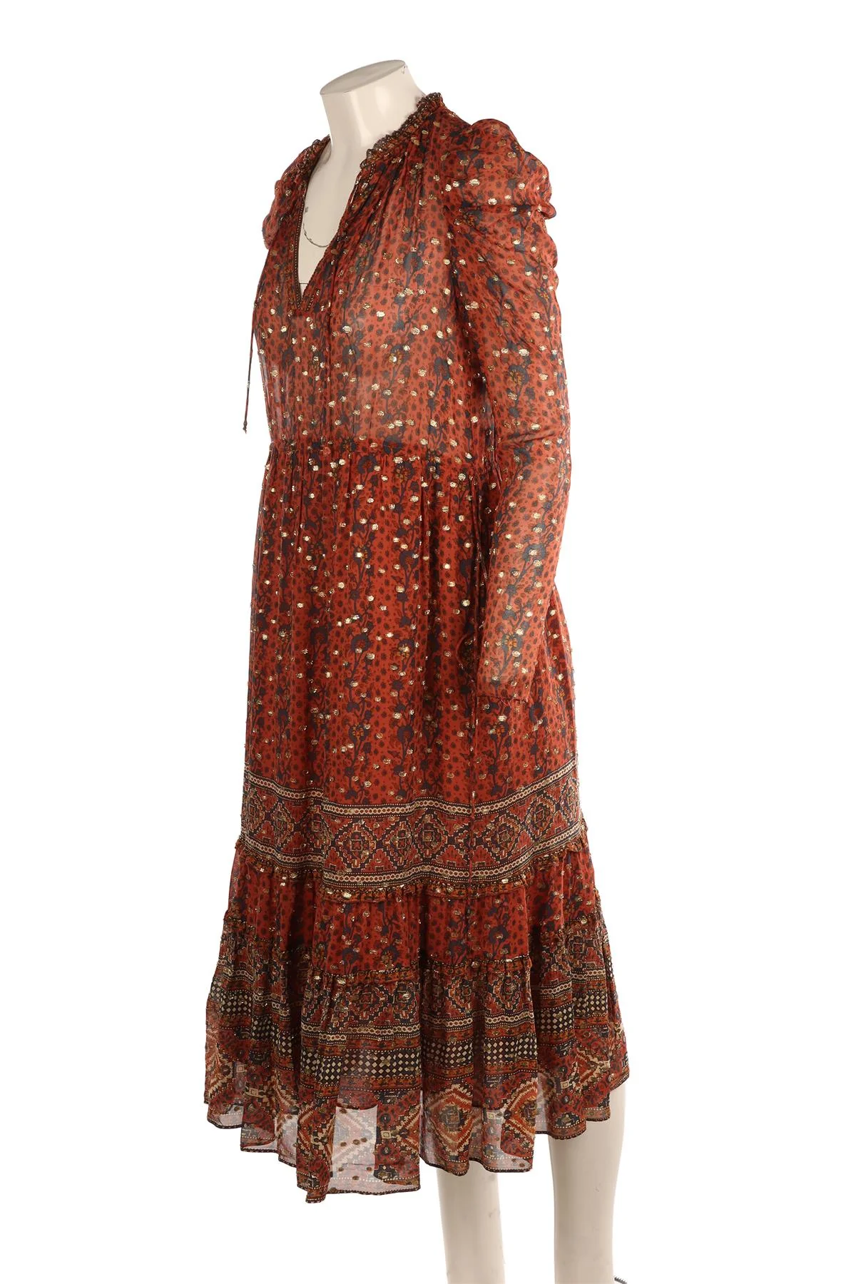 ULLA JOHNSON BROWN SILK MAXI DRESS US 2 UK 6 - Image 3