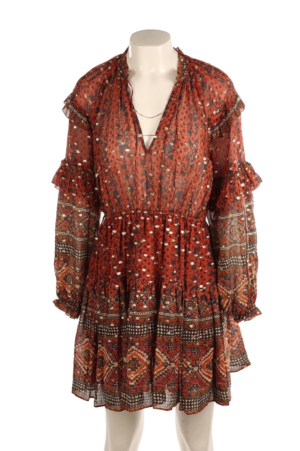 ULLA JOHNSON BROWN SILK MINI DRESS US 2 UK 6 - Image 2